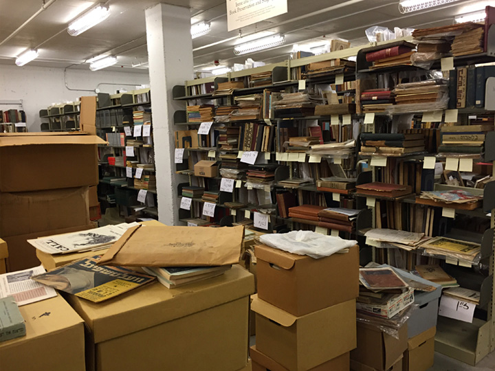 Inside the climate-controlled vault at the Yiddish Book Center