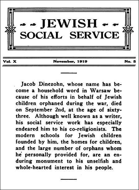 Jewish Social Service Jacob Dinezon Obituary